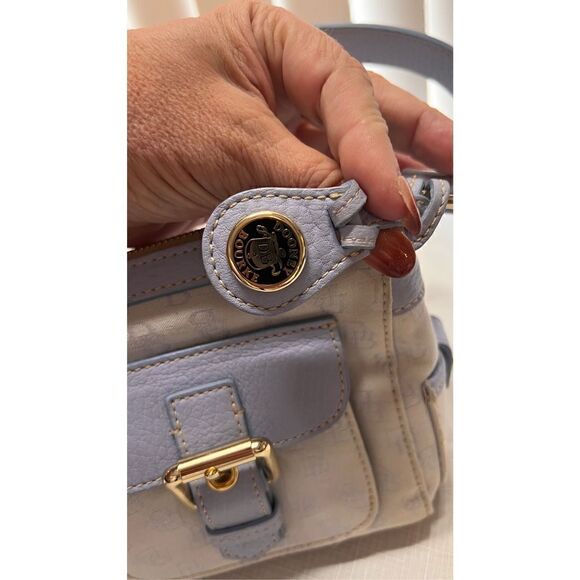 Dooney & Bourke Womens Leather Double Front Pockets Light Blue Shoulder Handbag - Picture 8 of 12